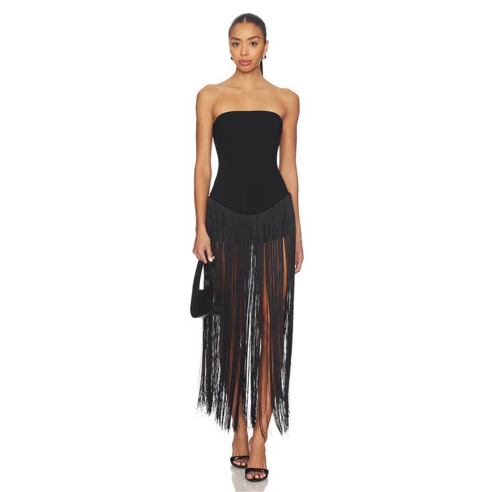superdown Tea Fringe Romper in Black Size Large NWT